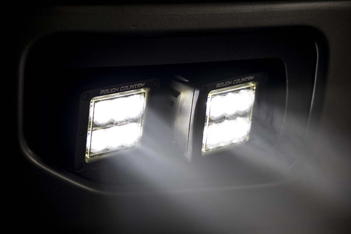 Rough Country 70833 LED Light Kit | Fog Mount | Dual 2" Black Pairs | Flood | Ford F-150 (15-17)