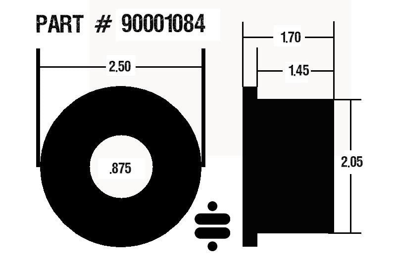 Ridetech 90001084 Large black polyurethane bushing half - 2" O.D. x 1.7" long.