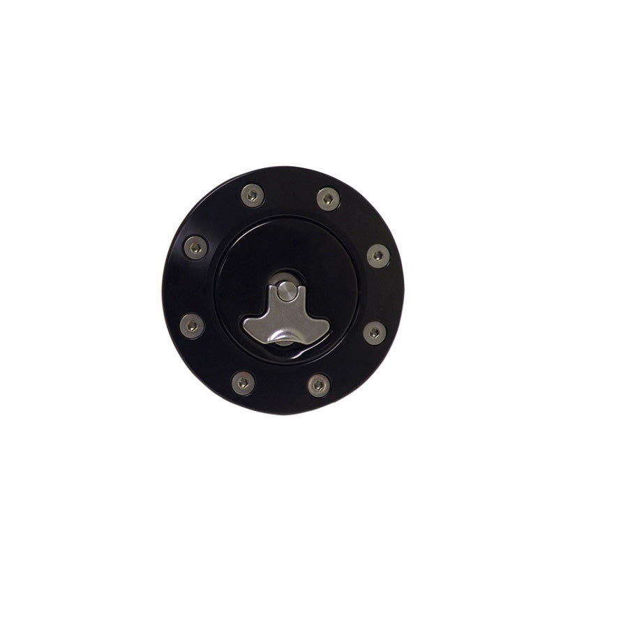 Ridetech 81000036 Billet aluminum gas cap, universal fit, locking, anodized Black.