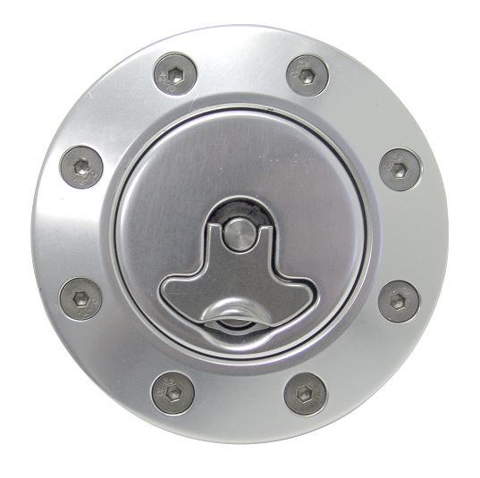 Ridetech 81000039 Billet aluminum gas cap for 1962-1967 Nova, locking, anodized Silver.