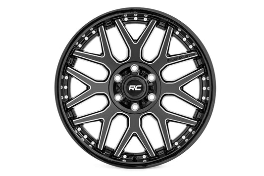 Rough Country 95221006M Rough Country 95 Series Wheel | Machined One-Piece | Gloss Black | 22x10 | 8x180 | -19mm