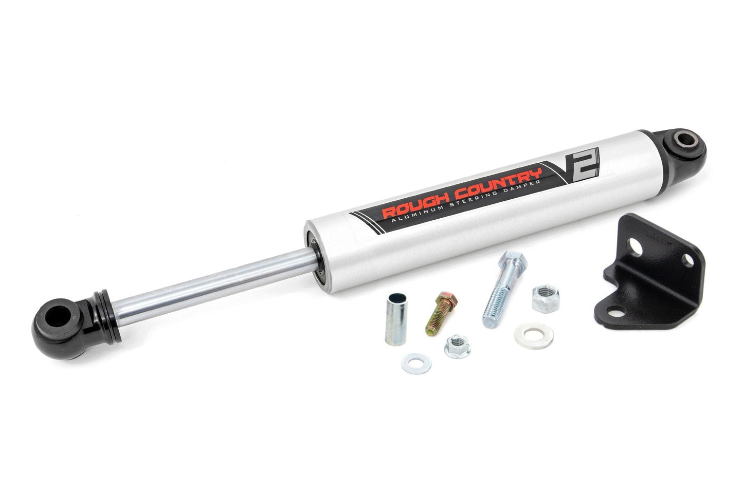 Rough Country 8730670 V2 Steering Stabilizer | Relocation Bracket | Jeep Wrangler JK/Wrangler Unlimited (07-18)