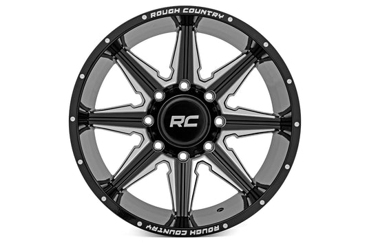 Rough Country 91201217M Rough Country 91M Series Wheel | One-Piece | Gloss Black | 20x12 | 6x135 | -44mm