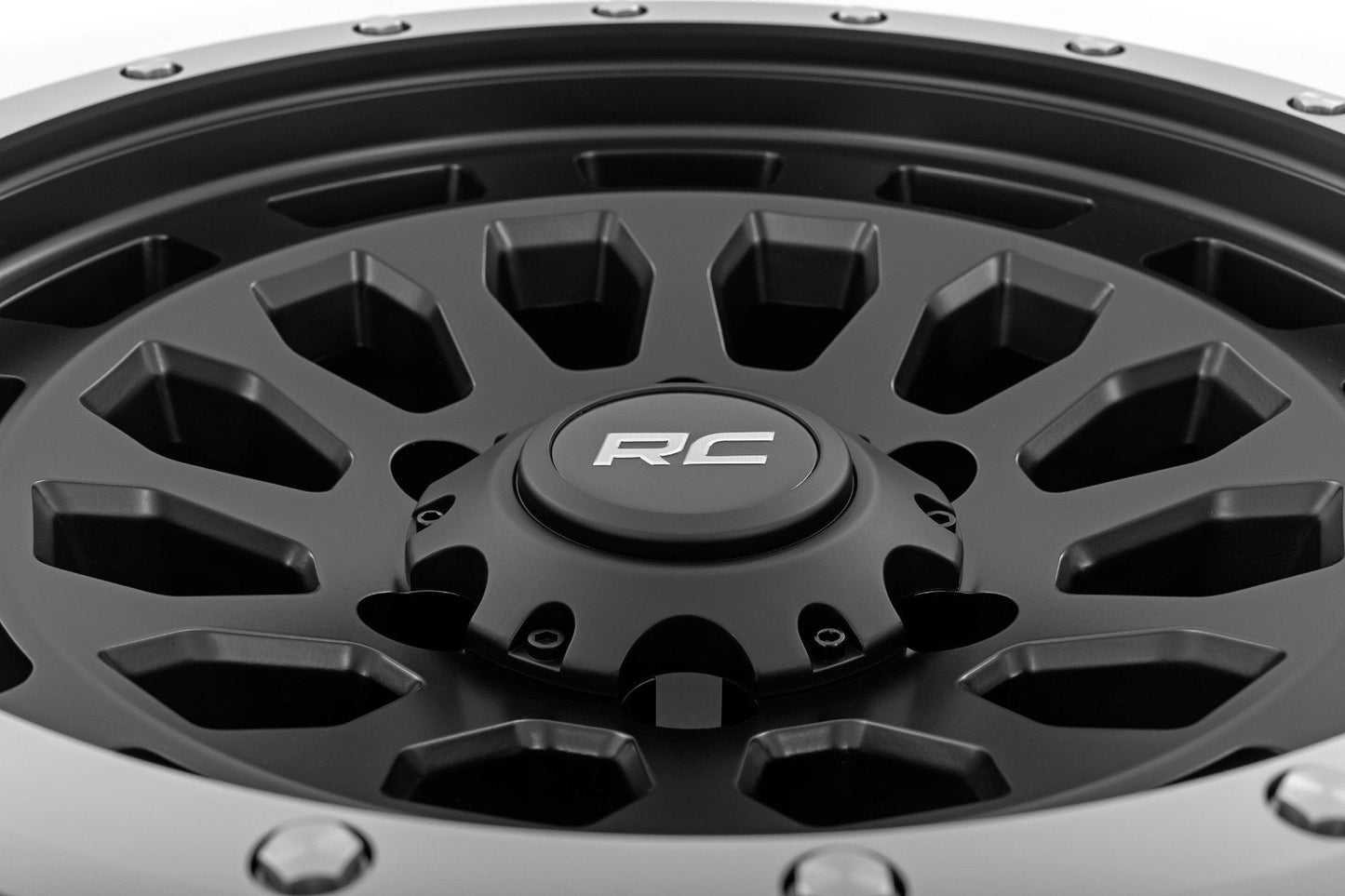 Rough Country 87170912B Rough Country 87 Series Wheel | Simulated Beadlock | Black/Machined | 17x8.5 | 6x5.5 | +0mm