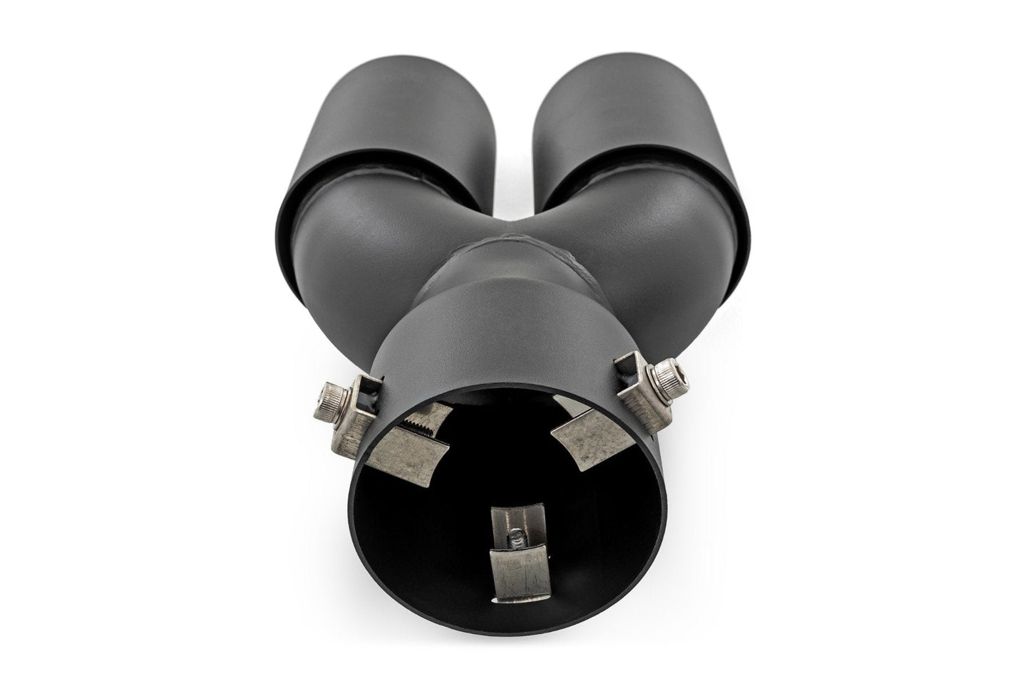 Rough Country 96050 Exhaust Tip | Black | Red RC Logo | 2.5-3 Inch Pipe Single Inlet | Dual Outlet