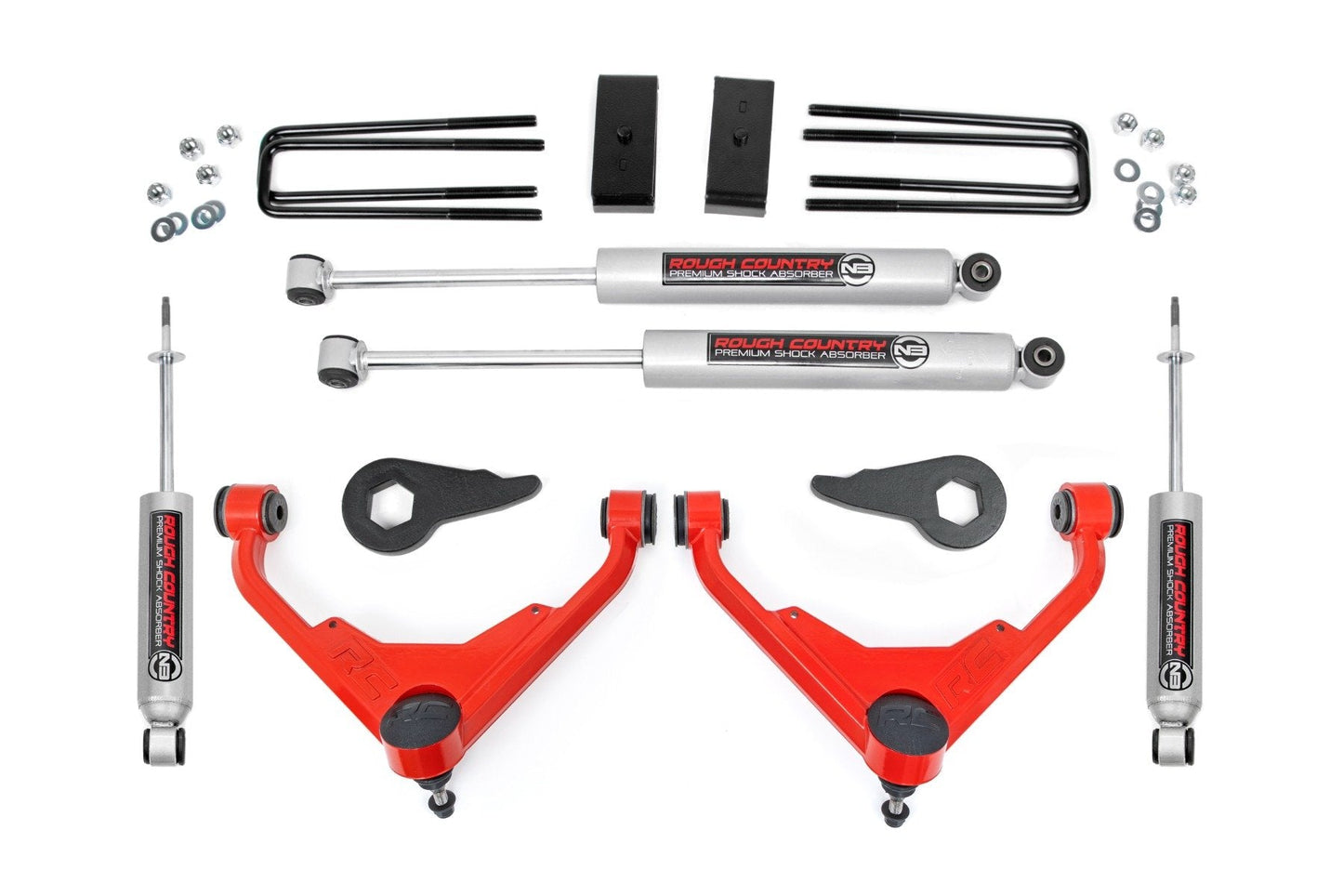 Rough Country 859830RED 3 Inch Lift Kit | FK/FF Code | Chevy/GMC Sierra/Silverado 2500 HD Suburban/Yukon XL 2500 (01-10)