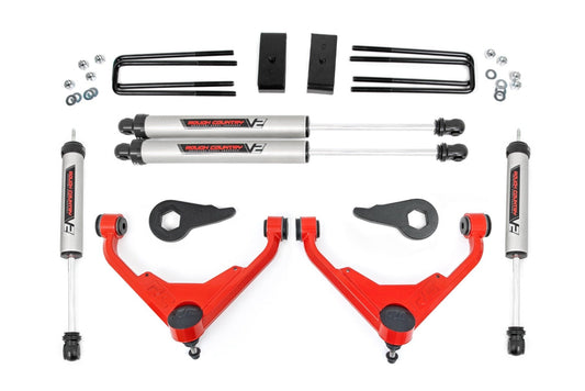 Rough Country 859670RED 3 Inch Lift Kit | FT Code | V2 | Chevy/GMC 2500HD/3500HD/Suburban 2500/Yukon XL 2500 (01-10)