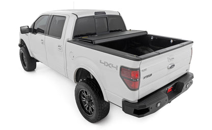 Rough Country 49214650 Hard Tri-Fold Flip Up Bed Cover | 6'7" Bed | Ford F-150 2WD/4WD (2004-2014)