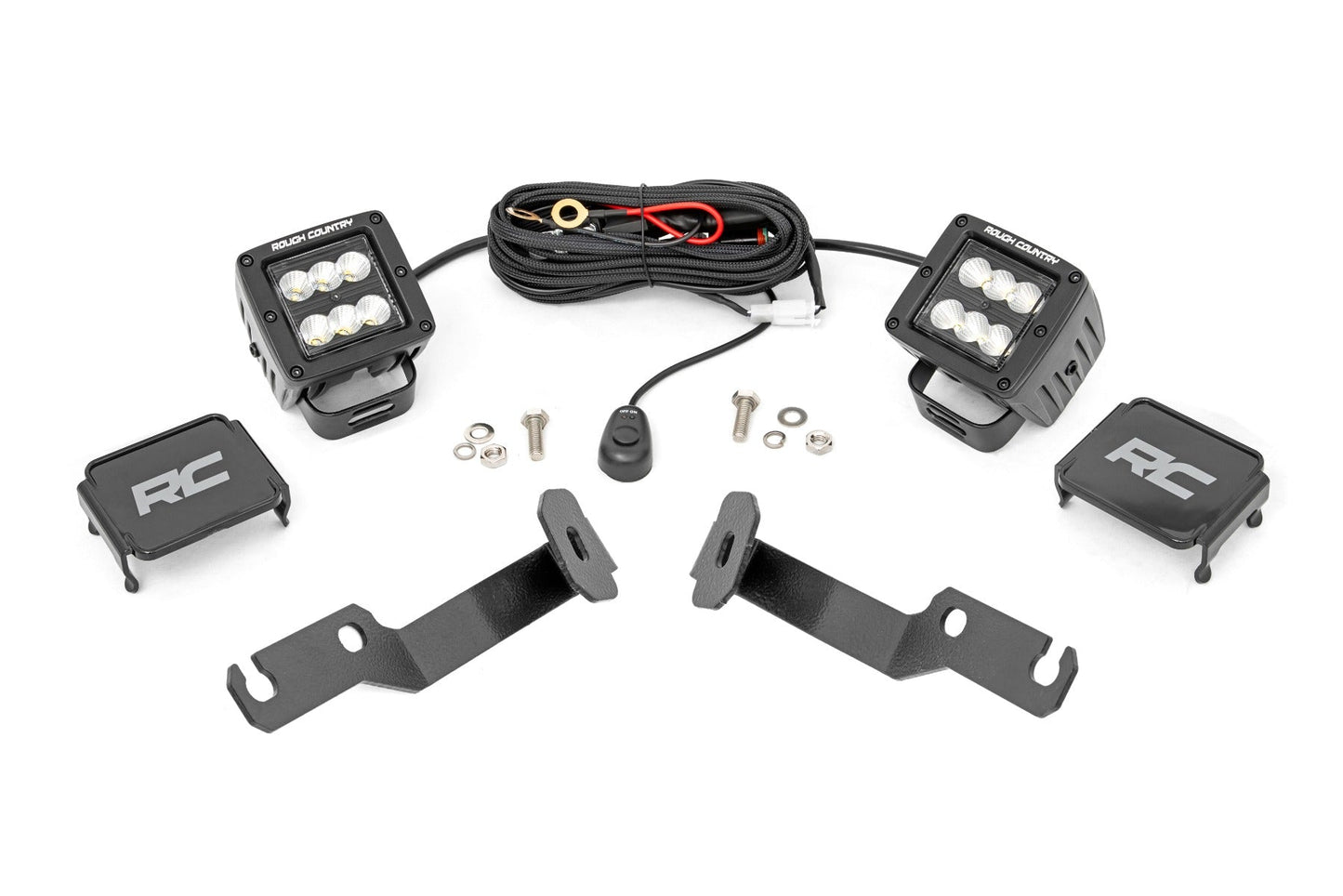Rough Country 71088 LED Light Kit | Ditch Mount | 2" Black Pair | Flood | Toyota Tacoma (05-15)