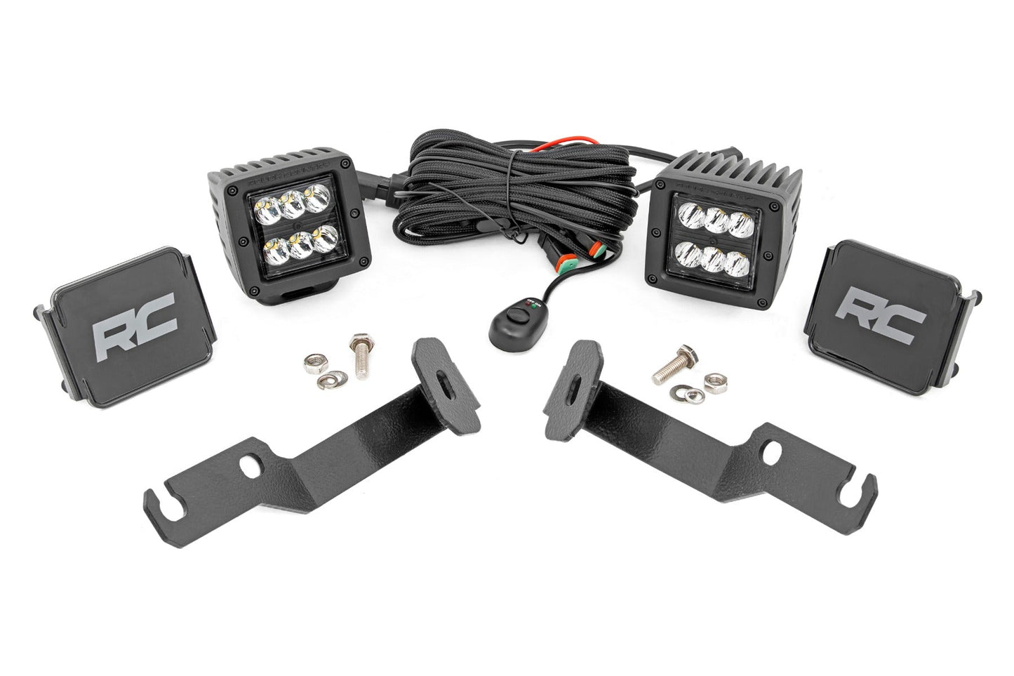 Rough Country 71087 LED Light Kit | Ditch Mount | 2" Black Pair | Spot | Toyota Tacoma (05-15)
