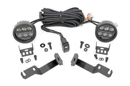 Rough Country 71092 LED Light Kit | Ditch Mount | Black Series Round | 3.5 Inch | Amber DRL | Toyota Tacoma (05-15)