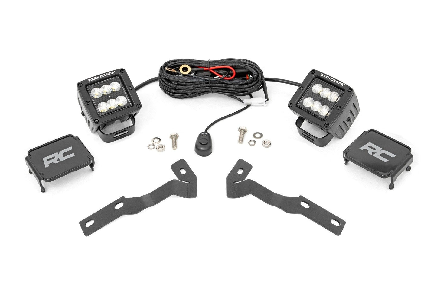 Rough Country 71081 LED Light Kit | Ditch Mount | 2" Black Pair | Flood | Toyota Tacoma (16-23)