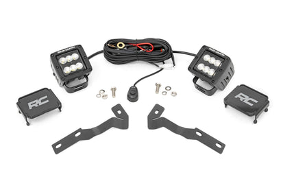 Rough Country 71081 LED Light Kit | Ditch Mount | 2" Black Pair | Flood | Toyota Tacoma (16-23)