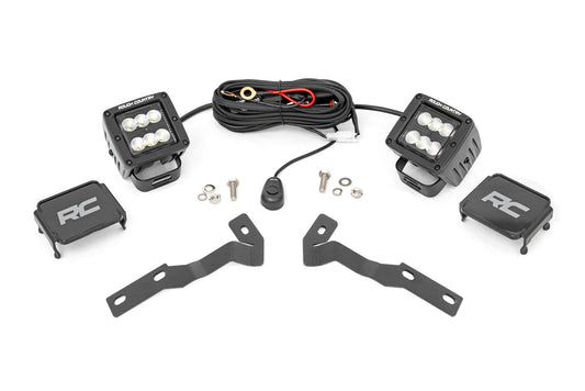 Rough Country 71081 LED Light Kit | Ditch Mount | 2" Black Pair | Flood | Toyota Tacoma (16-23)