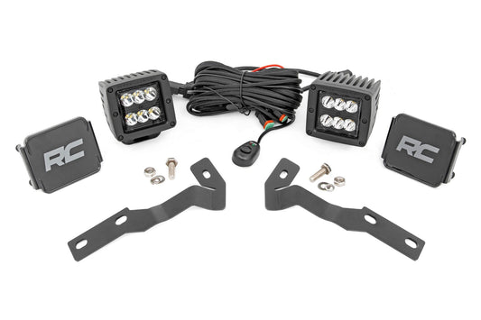 Rough Country 71080 LED Light Kit | Ditch Mount | 2" Black Pair | Spot | Toyota Tacoma (16-23)