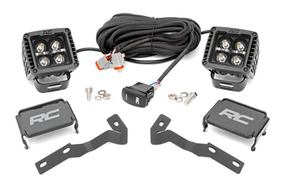 Rough Country 71082 LED Light Kit | Ditch Mount | 2" Black Pair | White DRL | Toyota Tacoma (16-23)