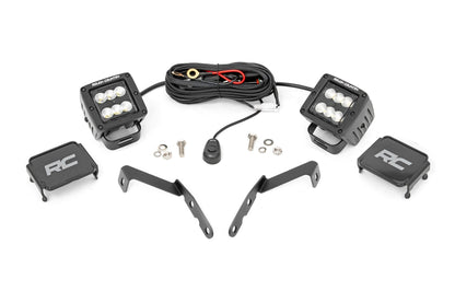 Rough Country 71059 LED Light Kit | Ditch Mount | 2" Black Pair | Flood | Chevy 1500 & Chevy/GMC 2500HD/3500HD (07-14)