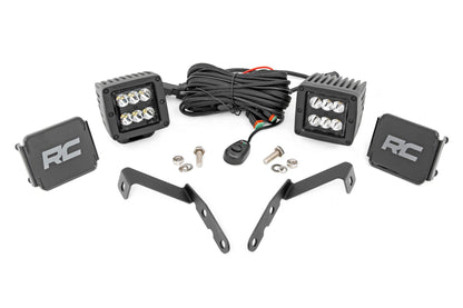 Rough Country 71058 LED Light Kit | Ditch Mount | 2" Black Pair | Spot | Chevy 1500 & Chevy/GMC 2500HD/3500HD (07-14)