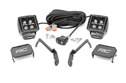 Rough Country 71060 LED Light | Ditch Mount | 2" Black Pair | White DRL | Chevy 1500 (2007-2013)