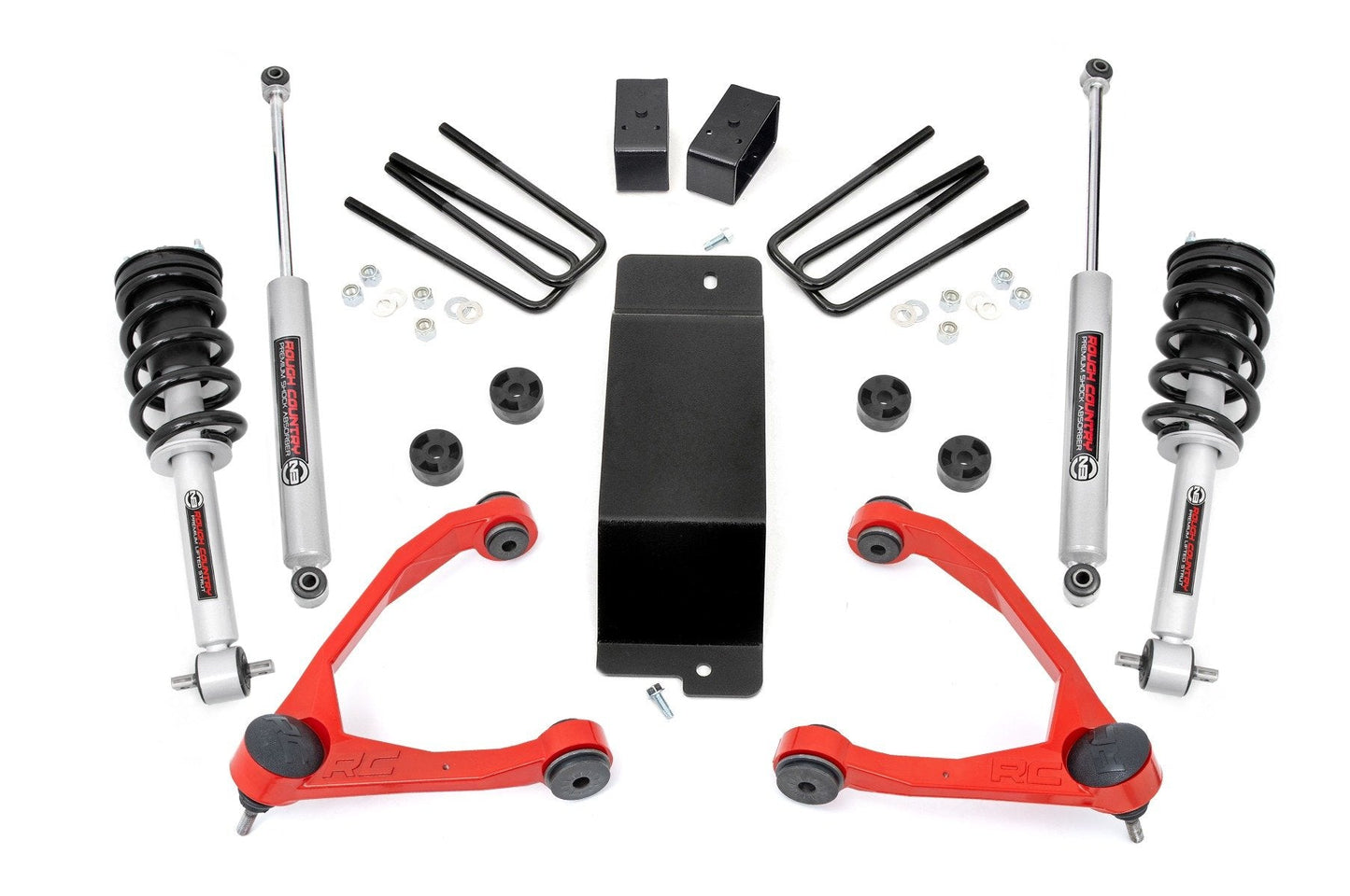Rough Country 19432RED 3.5 Inch Lift Kit | Forged UCA | N3 Strut | Chevy/GMC 1500 (14-16)