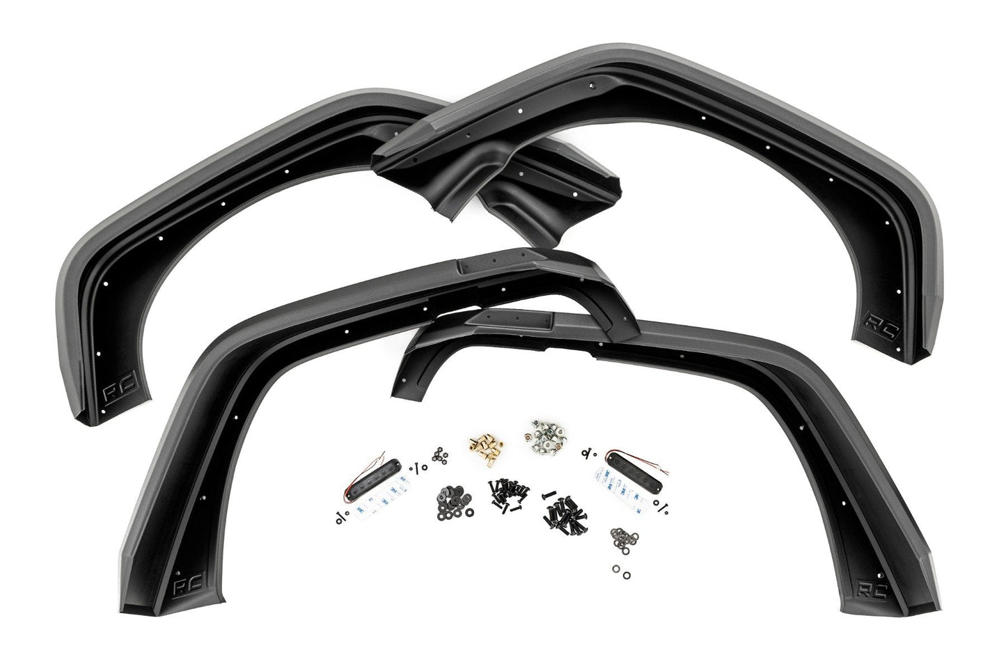 Rough Country 99037 High Clearance LED Flat Fender Flare Kit | UV Treated | Jeep Wrangler JK (07-18)