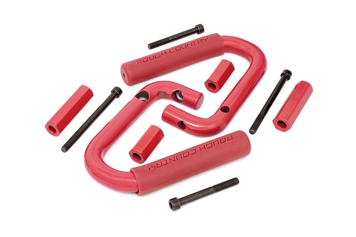 Rough Country 6501RED Grab Handles | Steel | Front | Red | Jeep Wrangler JK/Wrangler Unlimited (07-18)