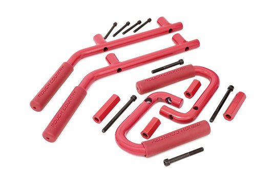 Rough Country 6503RED Grab Handles | Steel | FR & RR | Red | Jeep Wrangler JK/Wrangler Unlimited (07-18)