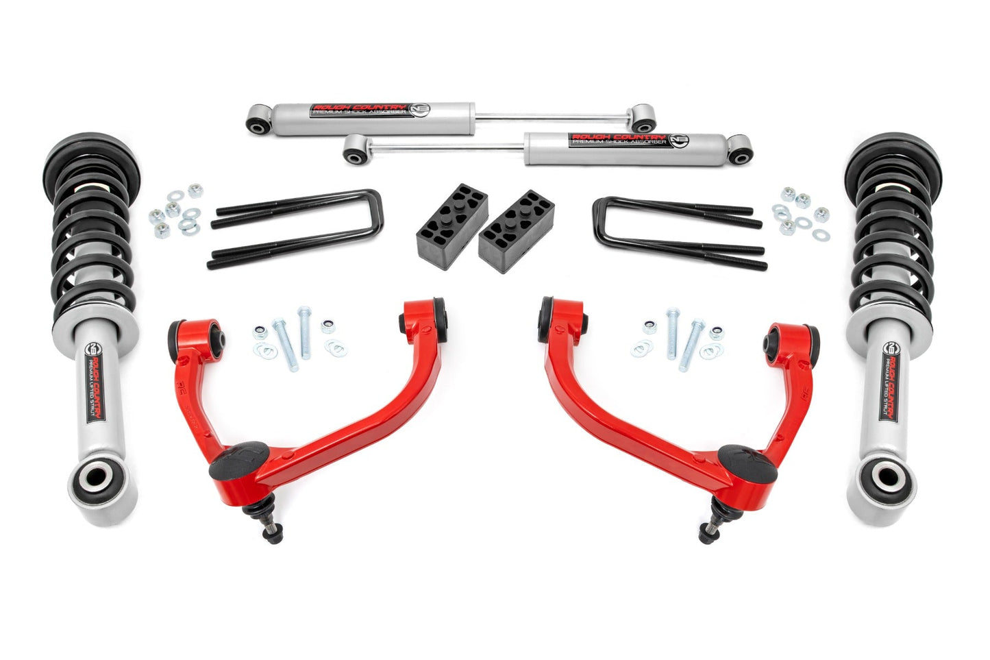 Rough Country 54431RED 3 Inch Lift Kit | N3 Struts | Ford F-150 4WD (2009-2013)