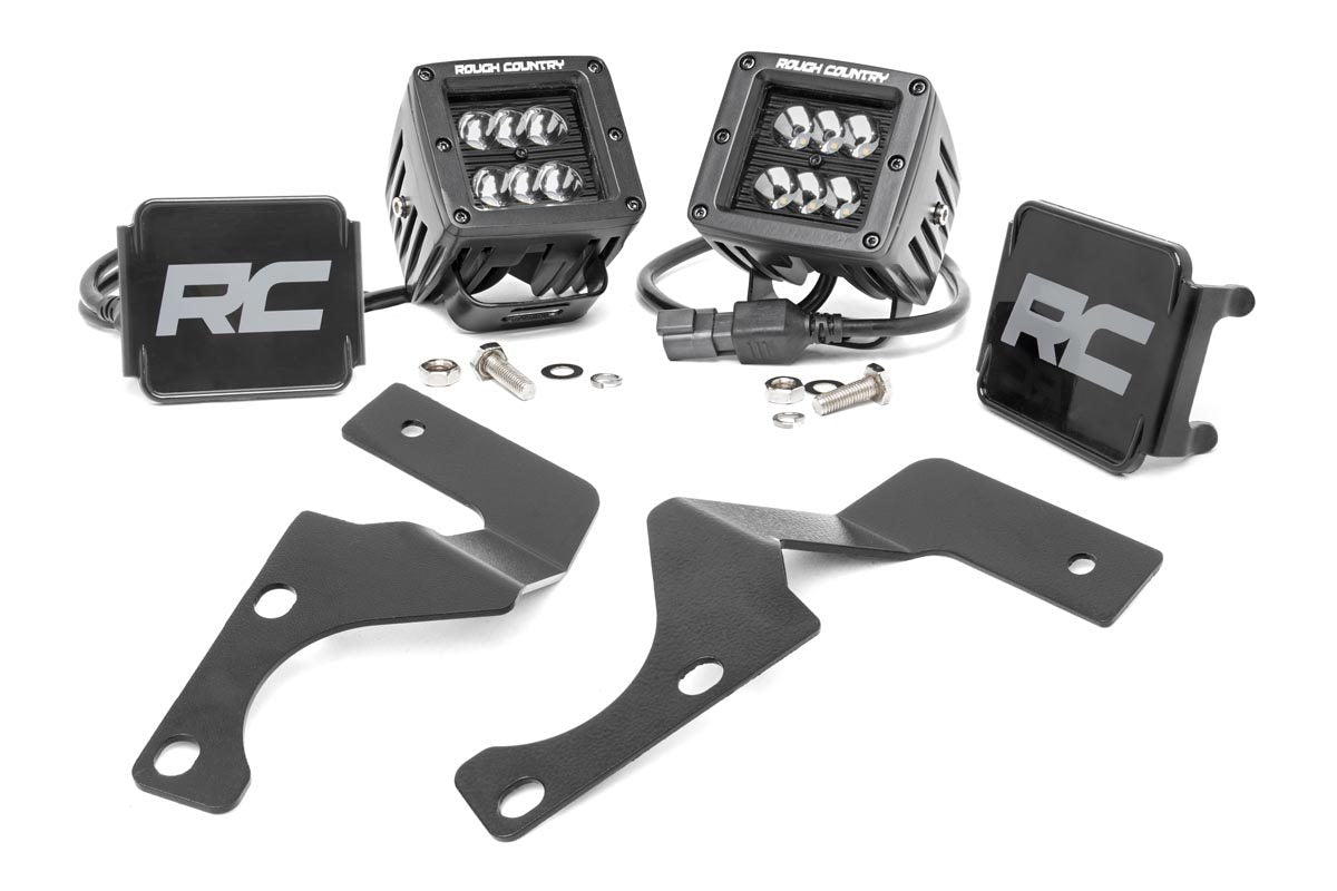 Rough Country 70799 LED Light Kit | Ditch Mount | 2" Black Flood Pair | Toyota 4Runner (10-24)
