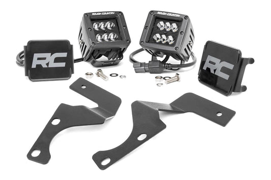 Rough Country 70799 LED Light Kit | Ditch Mount | 2" Black Flood Pair | Toyota 4Runner (10-24)