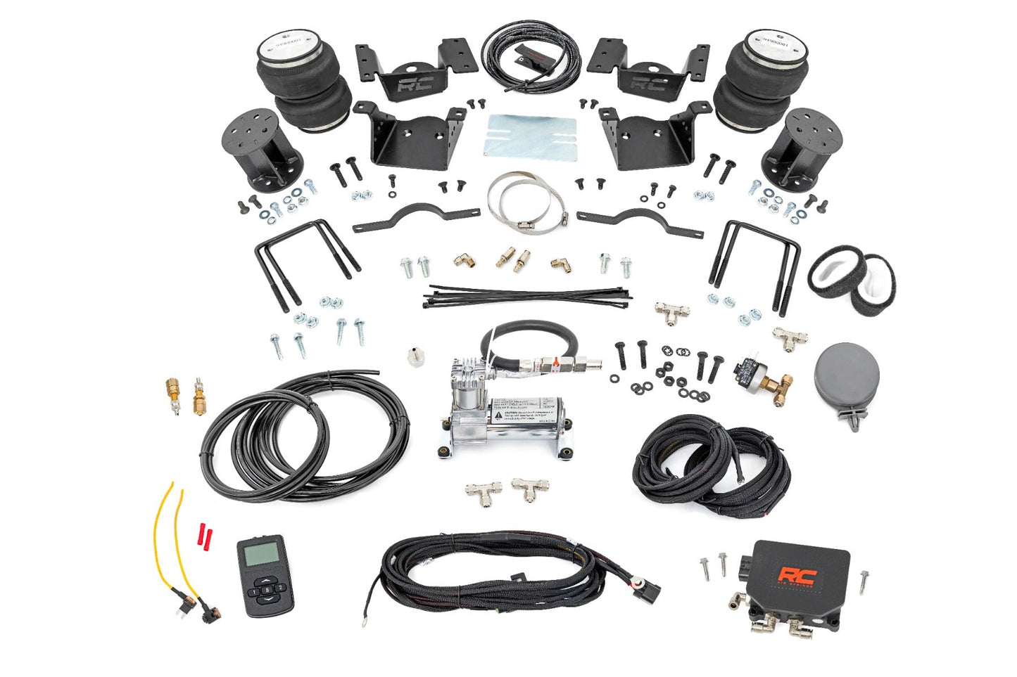Rough Country 100074WC Air Spring Kit w/compressor | Wireless Controller | 7.5 Inch Lift Kit | Chevy/GMC 2500HD/3500HD (11-19)