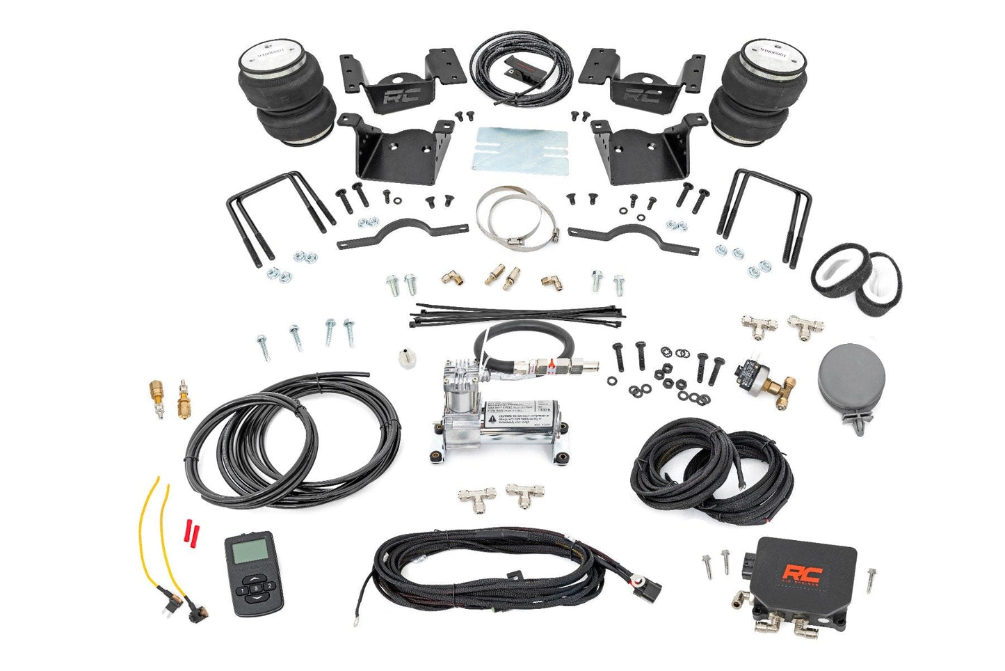 Rough Country 10007WC Air Spring Kit w/compressor | Wireless Controller | 0-7.5" Lift | Chevy/GMC 2500HD/3500HD (11-19)