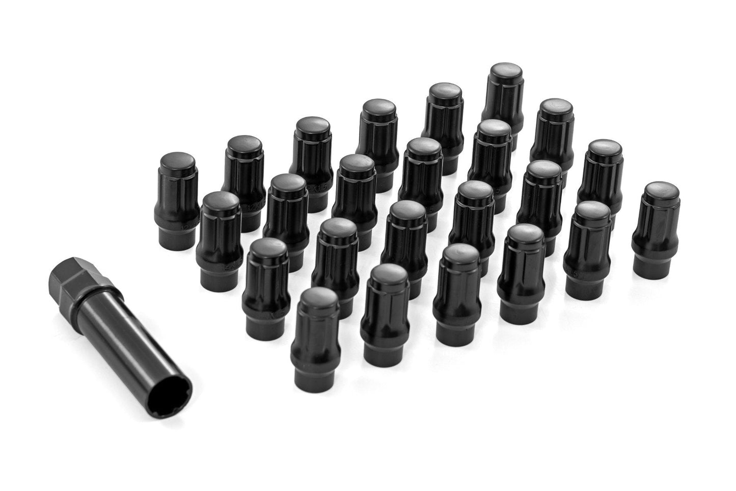 Rough Country 121524BLET M12 x 1.5 Lug Nut Set of 24 | Black | Closed End | Extended Thread