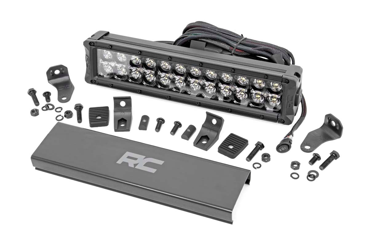 Rough Country 70912BD 12 Inch Black Series LED Light Bar | Dual Row | White DRL