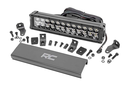 Rough Country 70912BD 12 Inch Black Series LED Light Bar | Dual Row | White DRL