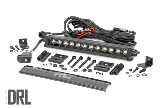 Rough Country 70712BLDRL 12 Inch Black Series LED Light Bar | Single Row | Cool White DRL
