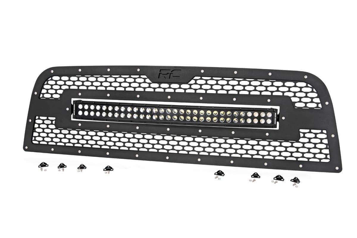 Rough Country 70152 Mesh Grille | 30" Dual Row LED | Black | Ram 2500/3500 2WD/4WD (2013-2018)