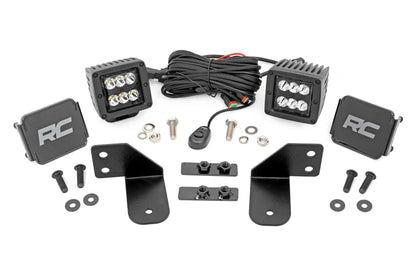 Rough Country 93143 LED Light | RR Cage Mount | 2" Black Spot Pair | Polaris Ranger 1000/Ranger XP 900/1000