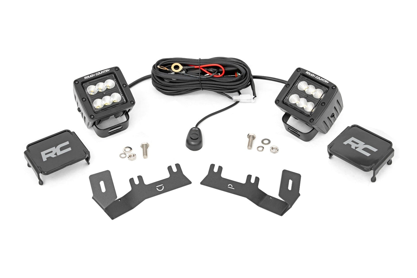 Rough Country 71053 LED Ditch Light Kit | 2in Black Pair | Flood | Chevy/GMC 1500 (14-18 & Classic)