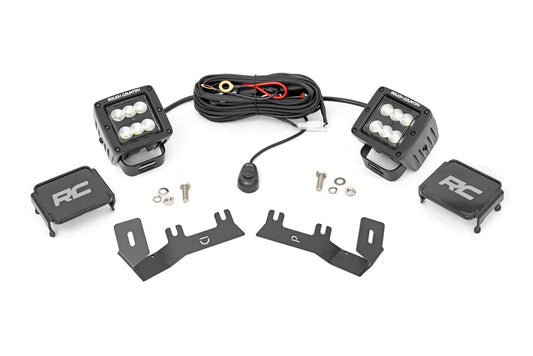 Rough Country 71053 LED Ditch Light Kit | 2in Black Pair | Flood | Chevy/GMC 1500 (14-18 & Classic)