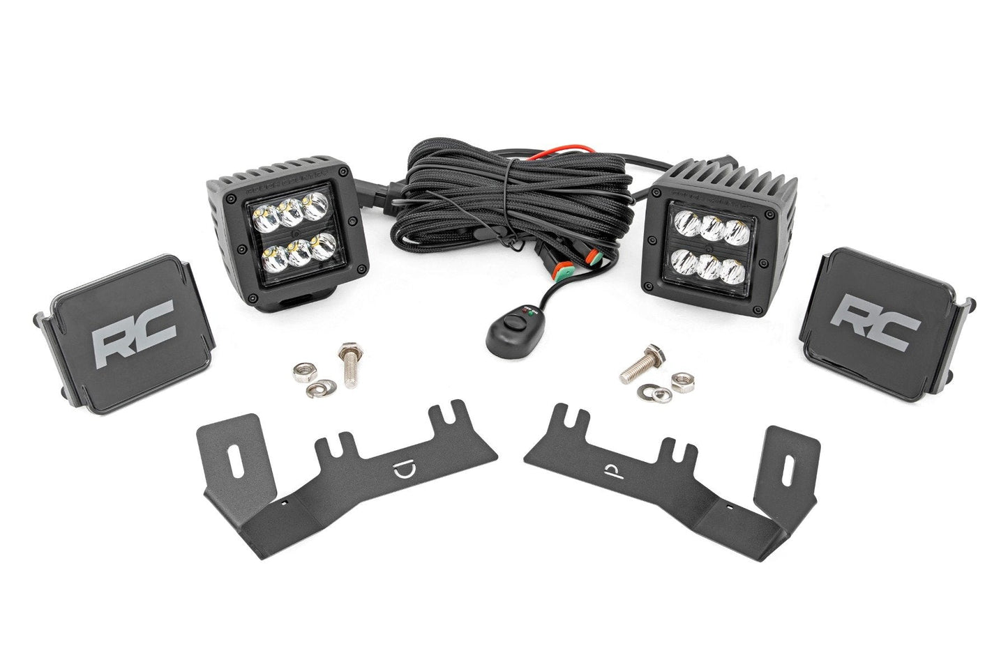 Rough Country 71052 LED Ditch Light Kit | 2in Black Pair | Spot | Chevy/GMC 1500 (14-18 & Classic)