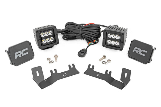 Rough Country 71052 LED Ditch Light Kit | 2in Black Pair | Spot | Chevy/GMC 1500 (14-18 & Classic)