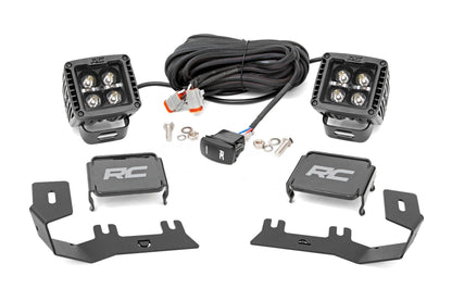Rough Country 71054 LED Ditch Light Kit | 2in Black Pair | White DRL | Chevy/GMC 1500 (14-18 & Classic)