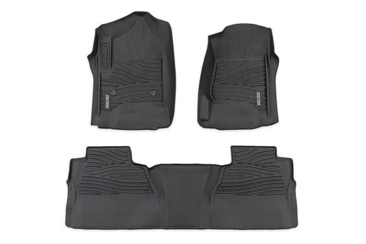 Rough Country FF-21413 Flex-Fit Floor Mats | FR & RR | FR Bucket | Crew | Chevy/GMC 1500/2500HD/3500HD 2WD/4WD