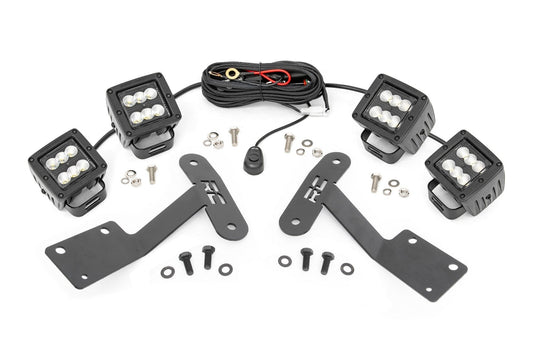 Rough Country 70836 LED Light Kit | Ditch Mount | Dual 2" Black Pairs | Flood | Toyota Tundra (14-21)