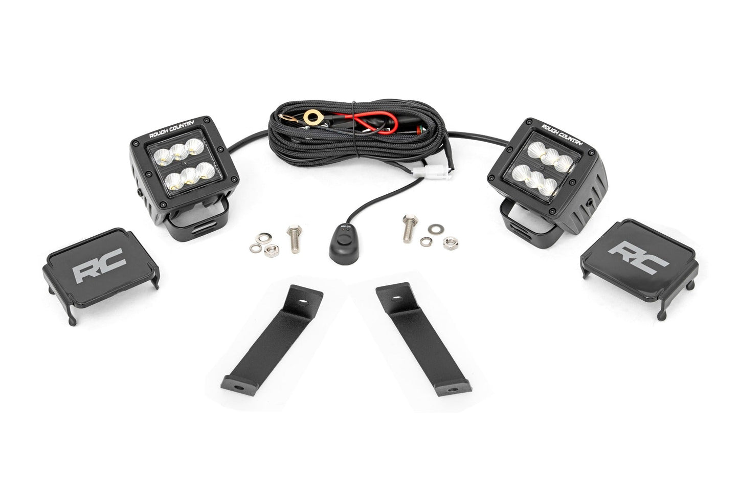 Rough Country 70079 LED Light Kit | Ditch Mount | 2" Black Pair | Flood | Jeep Cherokee KL (14-21)