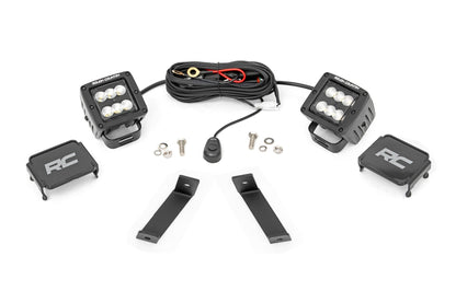 Rough Country 70079 LED Light Kit | Ditch Mount | 2" Black Pair | Flood | Jeep Cherokee KL (14-21)