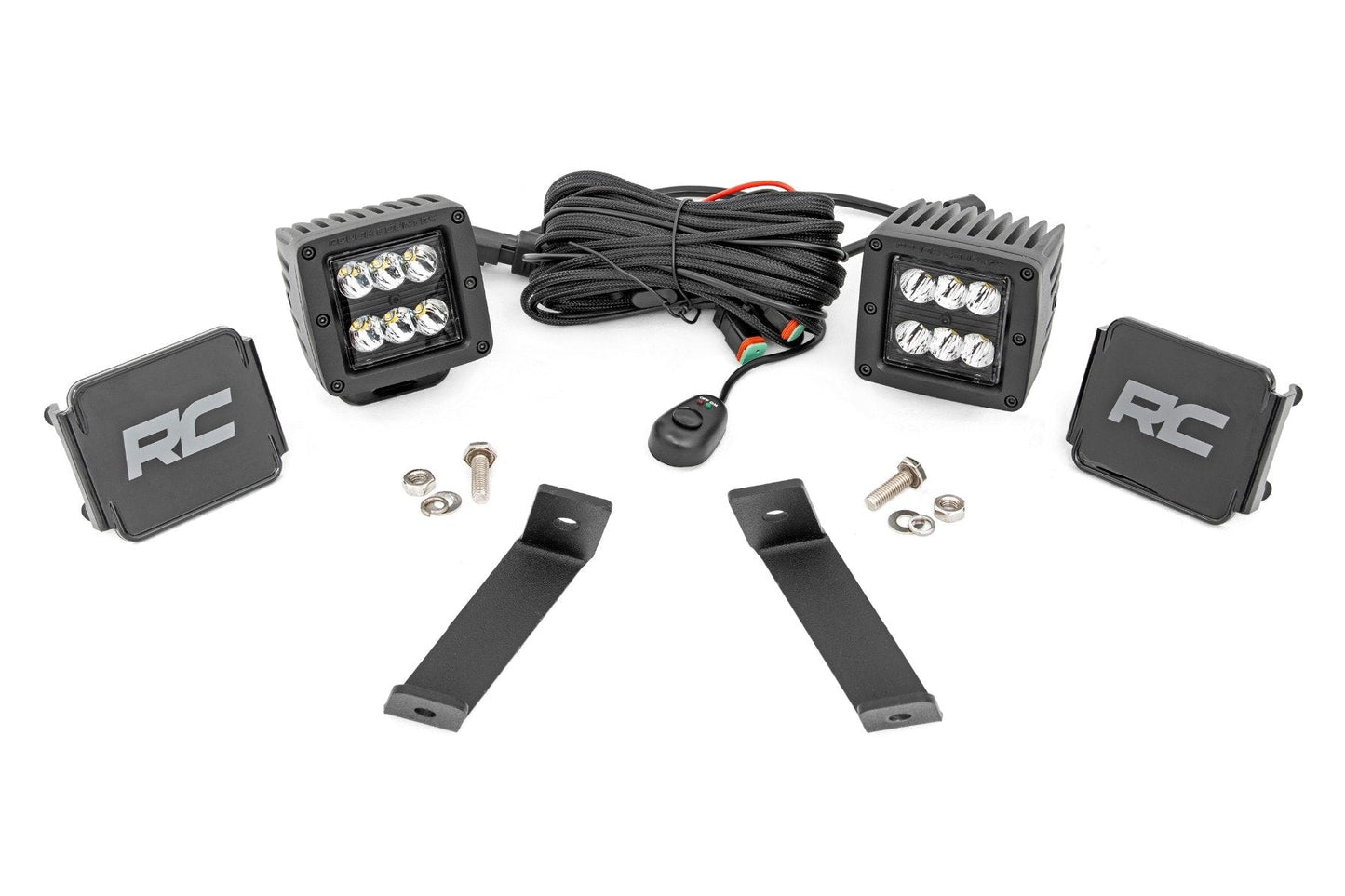 Rough Country 70078 LED Light Kit | Ditch Mount | 2" Black Pair | Spot | Jeep Cherokee KL (14-21)