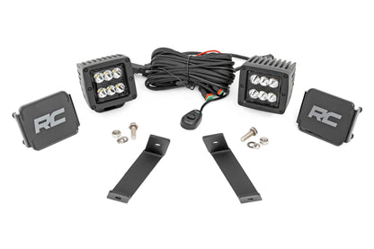 Rough Country 70078 LED Light Kit | Ditch Mount | 2" Black Pair | Spot | Jeep Cherokee KL (14-21)