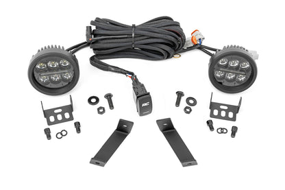 Rough Country 70083 LED Light Kit | Ditch Mount | Black Series Round | 3.5 Inch | Amber DRL | Jeep Cherokee KL (14-21)